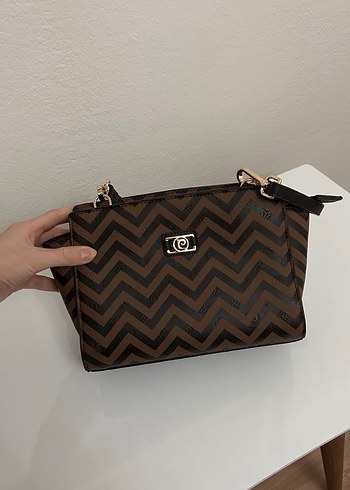 Kahverengi Baskılı Deri Kadın Çanta - Görsel 7