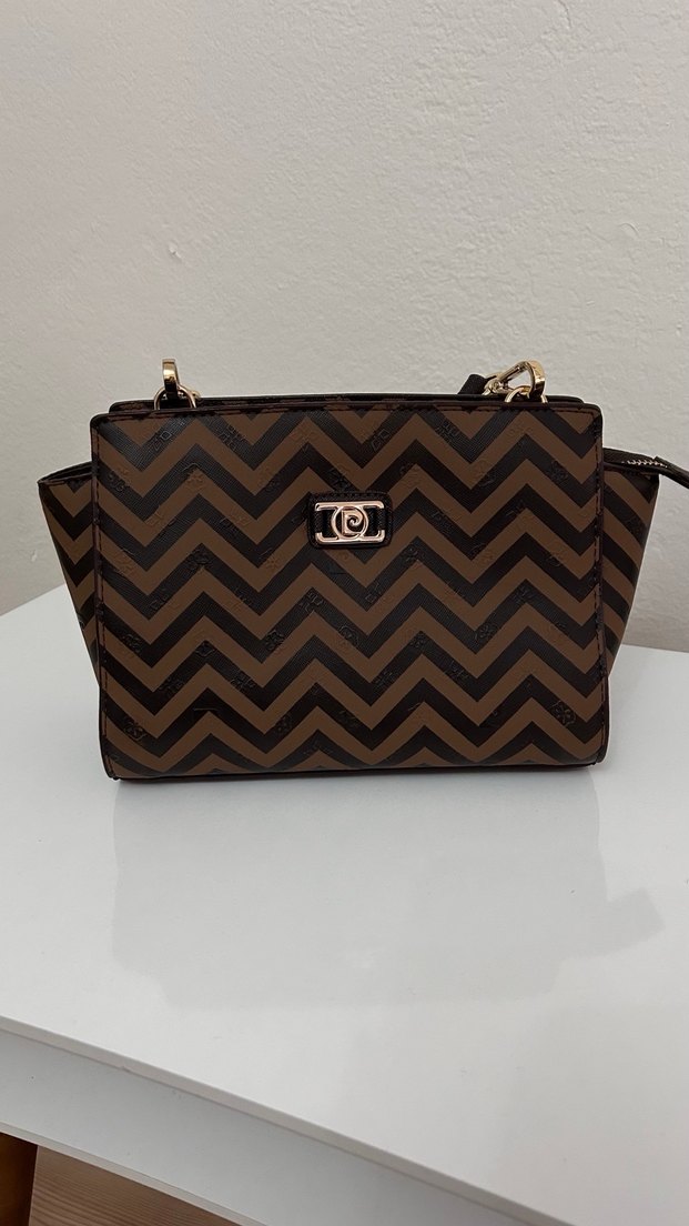 Kahverengi Baskılı Deri Kadın Çanta - Görsel 2