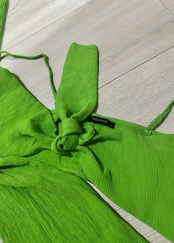 34 Beden yeşil Renk Yeşil Pilili Kadın Keten Pantolon