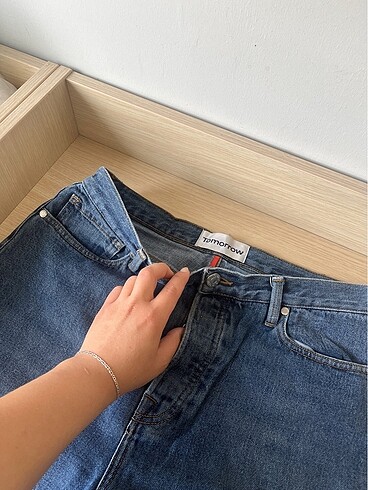 40 Beden Mavi jean bol paça jean