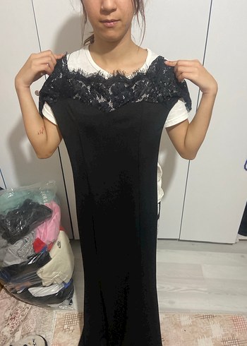 Siyah Dantel Kadın Elbise abiye - Görsel 4