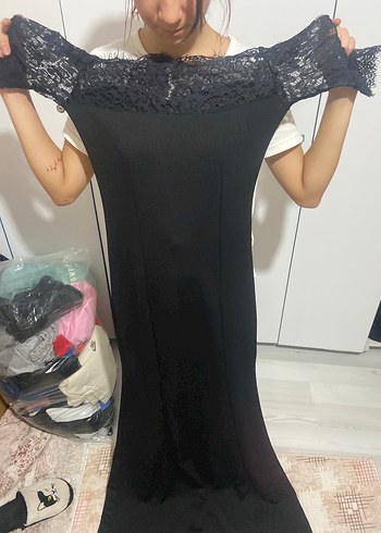 Siyah Dantel Kadın Elbise abiye - Görsel 3