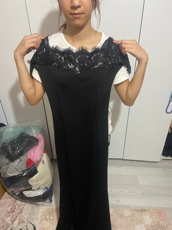 Siyah Dantel Kadın Elbise abiye - Görsel 4