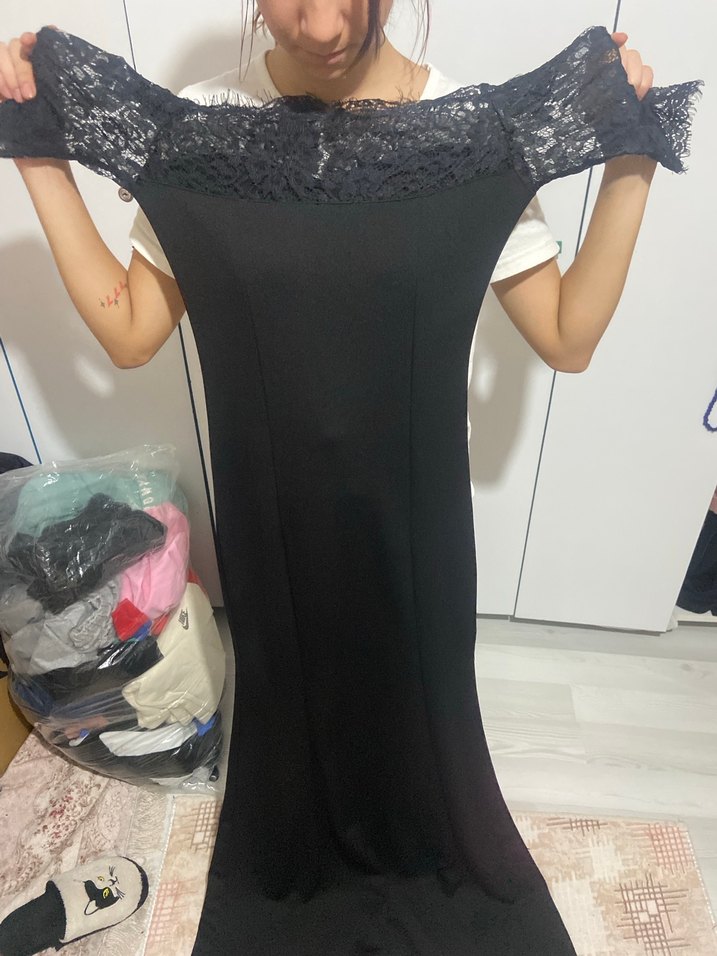 Siyah Dantel Kadın Elbise abiye - Görsel 3