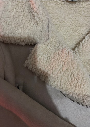 Kürklü Süet Kısa Bej Kadın Ceket - Görsel 2