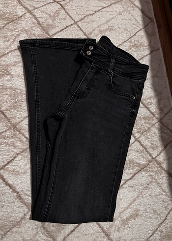 Pull and Bear Pull Bear Dusuk Bel Bootcut Siyah Jean