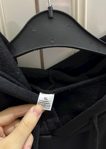 Diğer Kadın Siyah Baskılı Sweatshirt Kapüşonlu