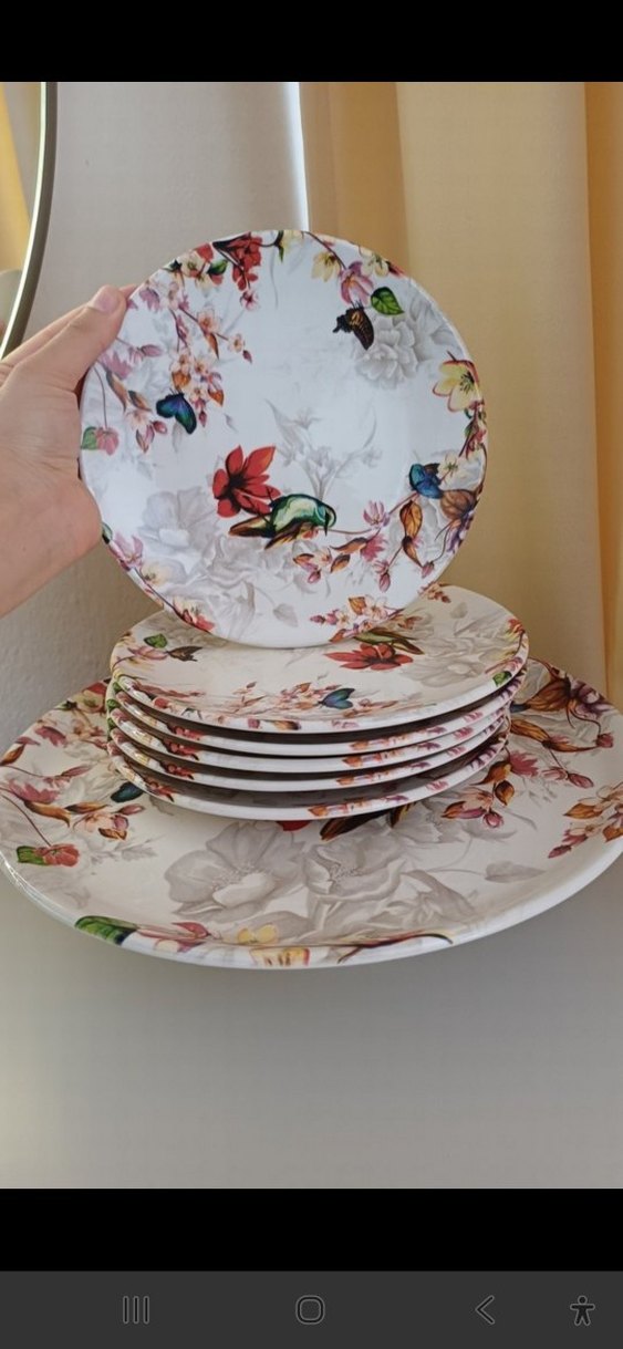 Çiçek Desenli Beyaz Yemek Tabakları Seti - Görsel 2