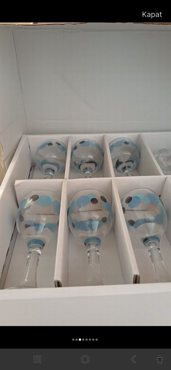 Mavi Puantiyeli Cam Karaf ve Bardak Seti - Görsel 3