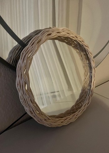 Beyaz Hasır Çerçeveli Yuvarlak Ayna - Görsel 4