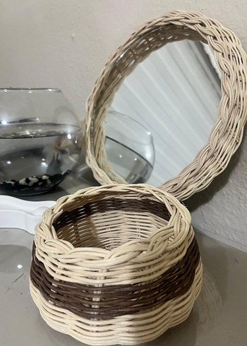 Beyaz Hasır Çerçeveli Yuvarlak Ayna - Görsel 2