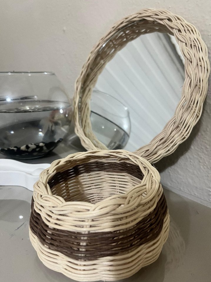 Beyaz Hasır Çerçeveli Yuvarlak Ayna - Görsel 2