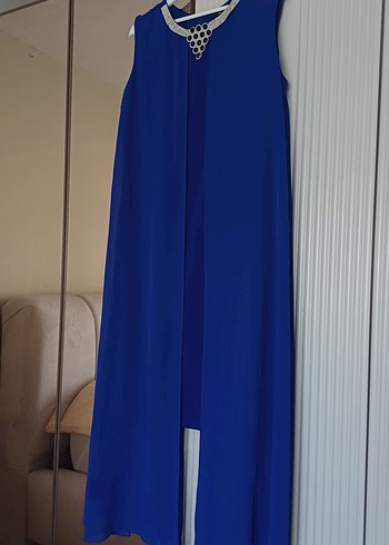 Mavi Uzun  Abiye Elbise - Görsel 6