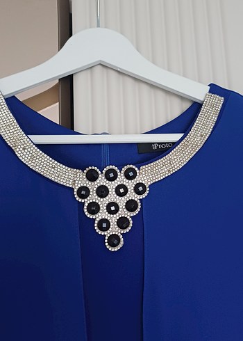 Mavi Uzun  Abiye Elbise - Görsel 8