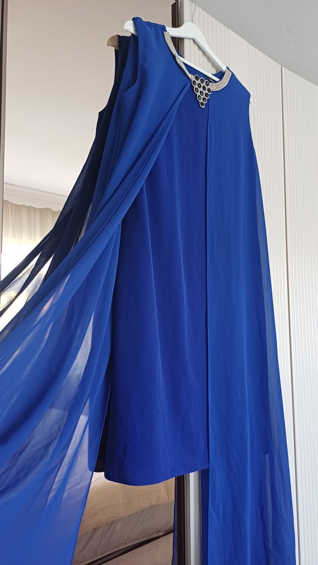 Mavi Uzun  Abiye Elbise - Görsel 4