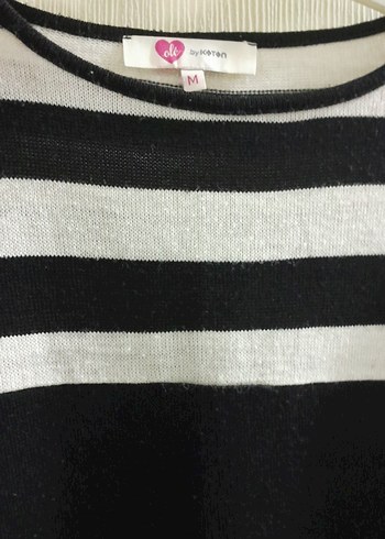 Siyah Çizgili Kadın Triko Elbise - Görsel 5