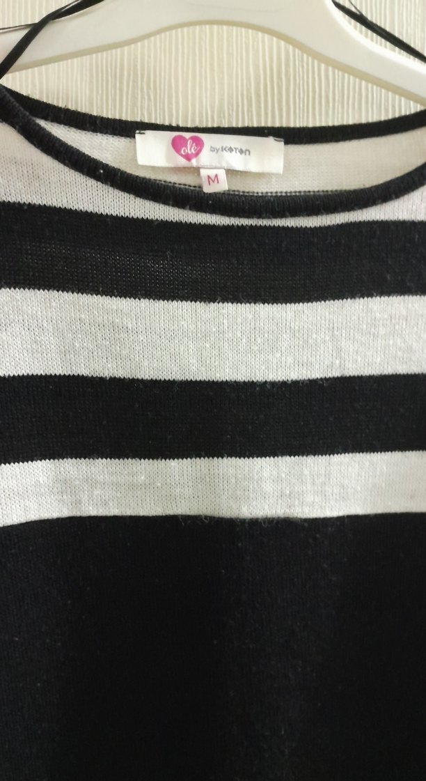 Siyah Çizgili Kadın Triko Elbise - Görsel 5