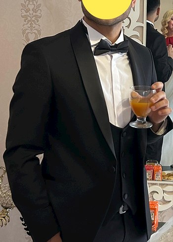 48 Beden Mat Siyah Erkek Damat Takımı Set 48 beden tam kalıp