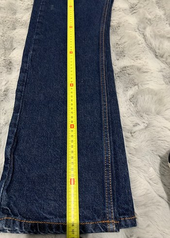 Düğmeli Mavi Kadın Denim Pantolon - Görsel 3