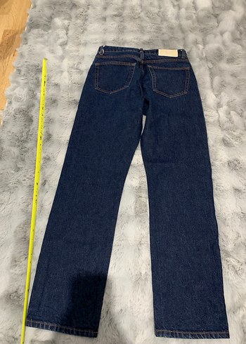 Düğmeli Mavi Kadın Denim Pantolon - Görsel 2