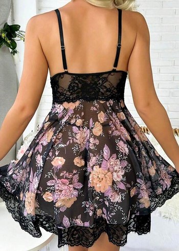 Çiçek Desenli Bohem Mini Gecelik - Görsel 3