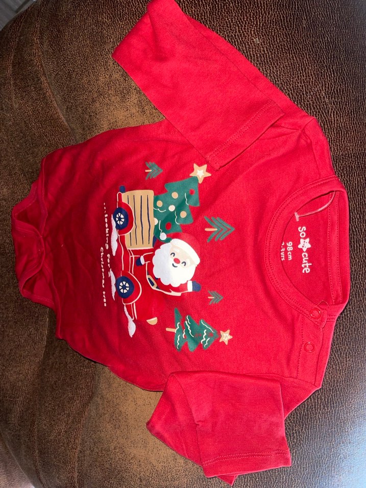 Yılbaşı Temalı Kırmızı Uzun Kollu Bebek Body - Görsel 2