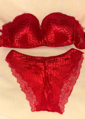 Kırmızı Dantel Bohem Sütyen ve Külot Takımı - Görsel 2