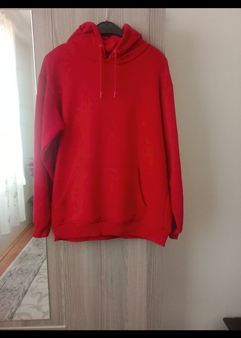 Kadın Kırmızı Kapüşonlu Sweatshirt