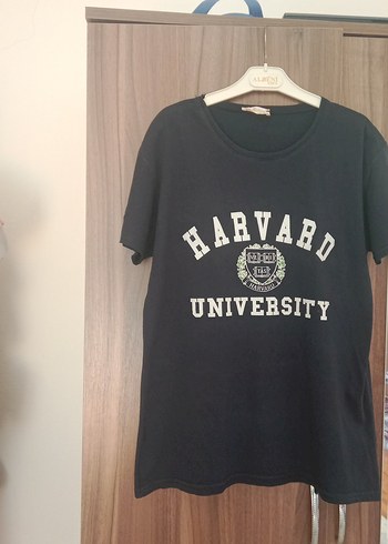 Lacivert Pamuklu Tişört Harvard Baskılı