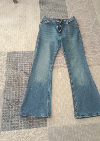 Kadın Mavi İspanyol paça Kot Pantolon