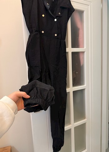 Siyah Keten Kadın Uzun Tulum - Görsel 3