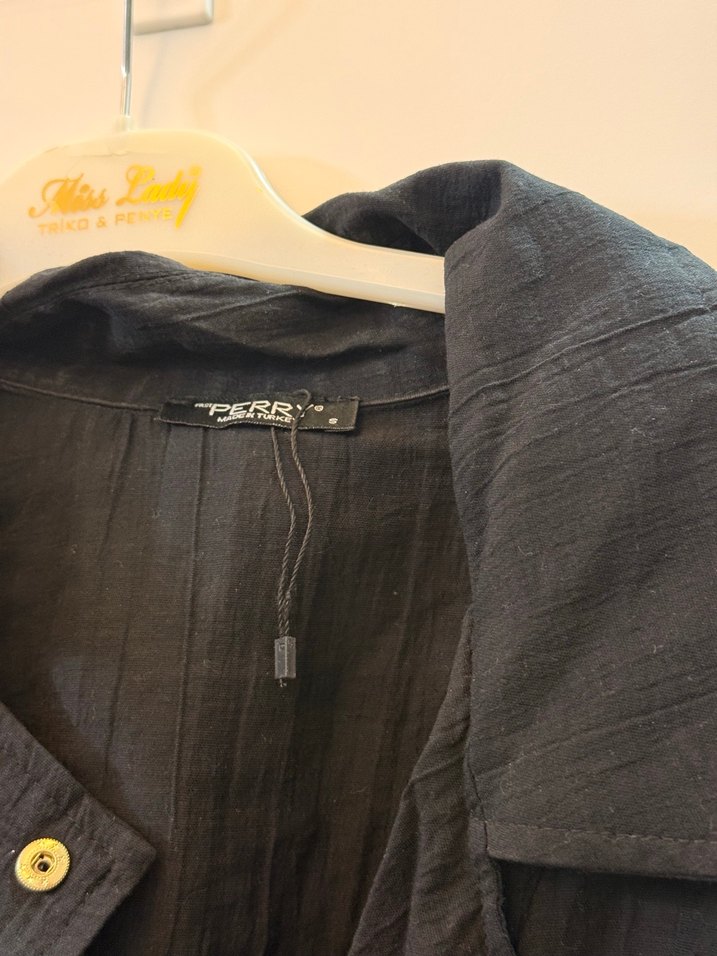 Siyah Keten Kadın Uzun Tulum - Görsel 4