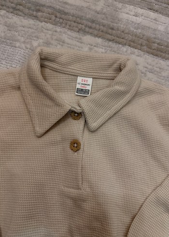 Bej Düğmeli kız Çocuk Sweatshirt - Görsel 2