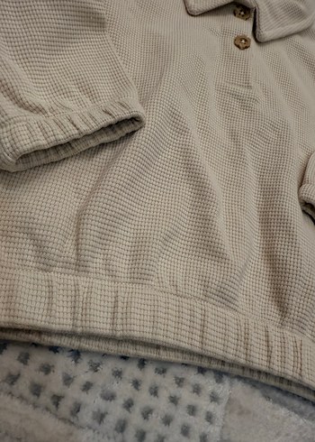 Bej Düğmeli kız Çocuk Sweatshirt - Görsel 3