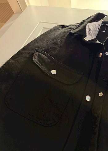 Düğmeli Siyah Kadın Denim Ceket - Görsel 5