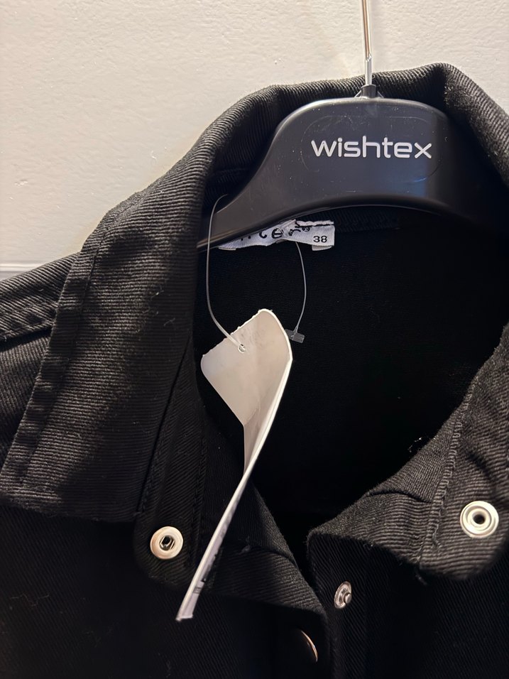 Düğmeli Siyah Kadın Denim Ceket - Görsel 4