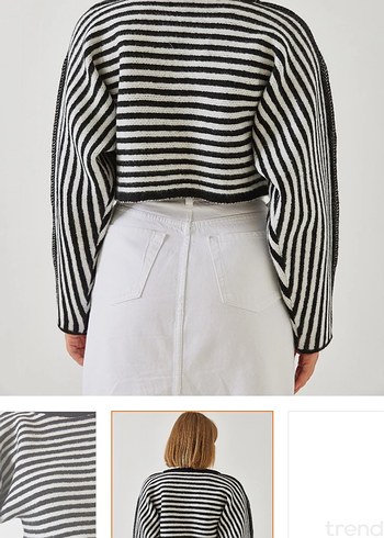 Bianco Lucci Kadın Siyah Gri Kısa Triko Kazak - Görsel 3