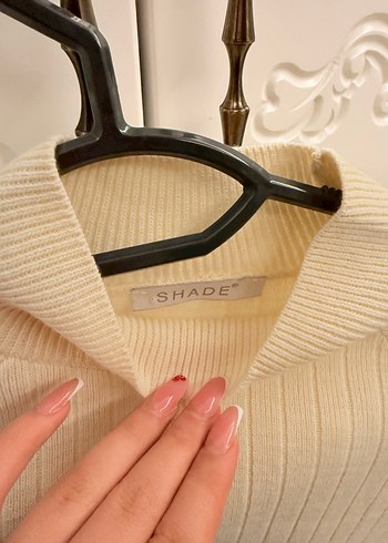 Beyaz Boğazlı Fitilli Kadın takım triko - Görsel 3