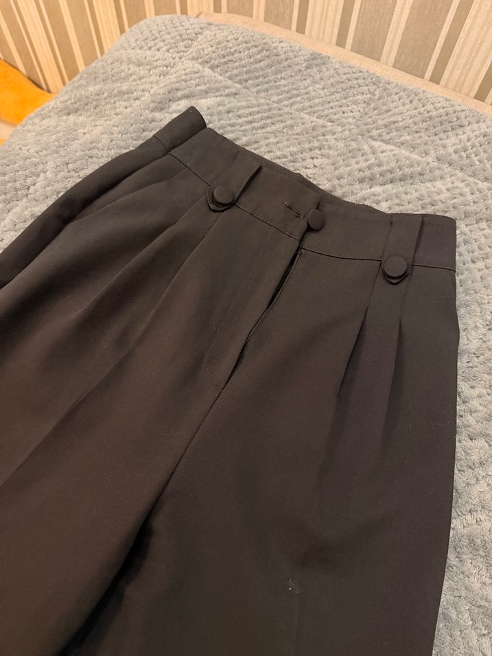 Düğmeli siyah Kadın Kumaş Pantolon - Görsel 2