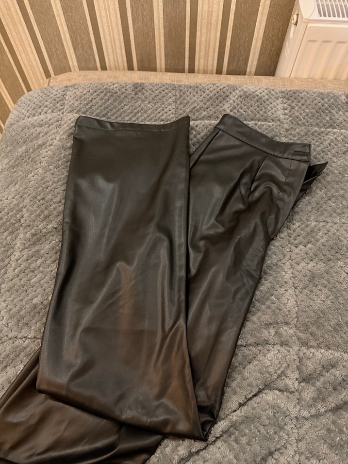 Kadın siyah Deri  Pantolon - Görsel 4