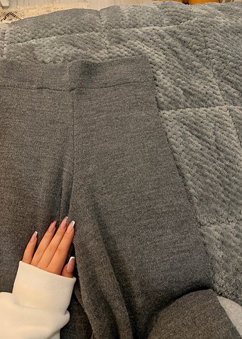 Gri Örme Kadın Pantolon triko - Görsel 2