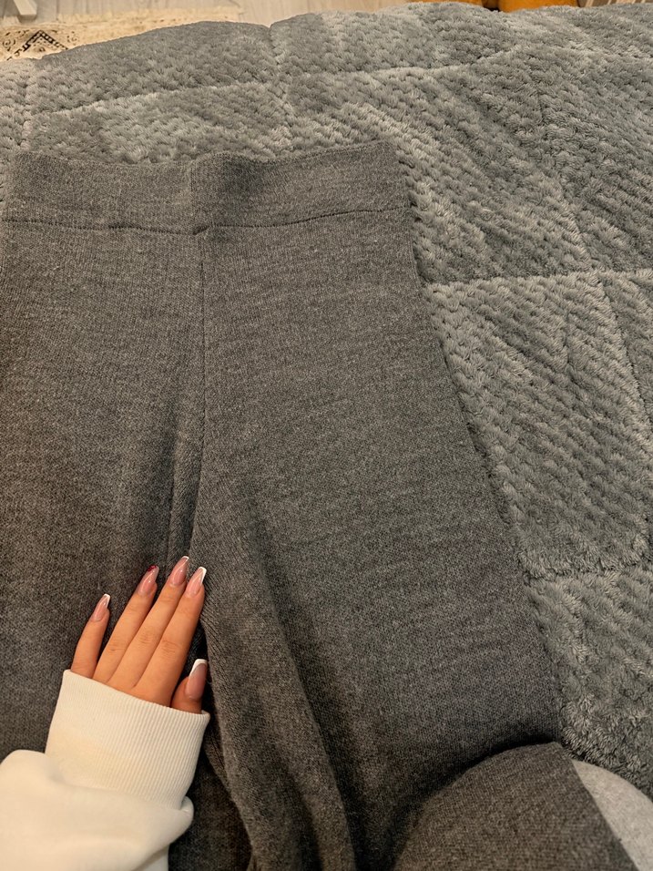 Gri Örme Kadın Pantolon triko - Görsel 2