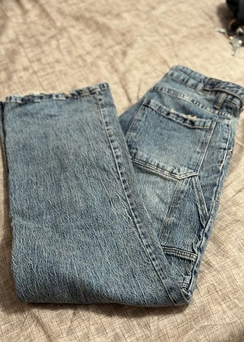 Kadın Mavi Bol Kesim Midi Kot jean
