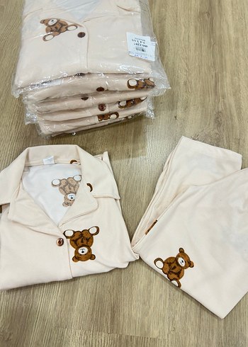 Nakışlı Kahverengi Ayıcık Desenli Bebek Pijaması - Görsel 2