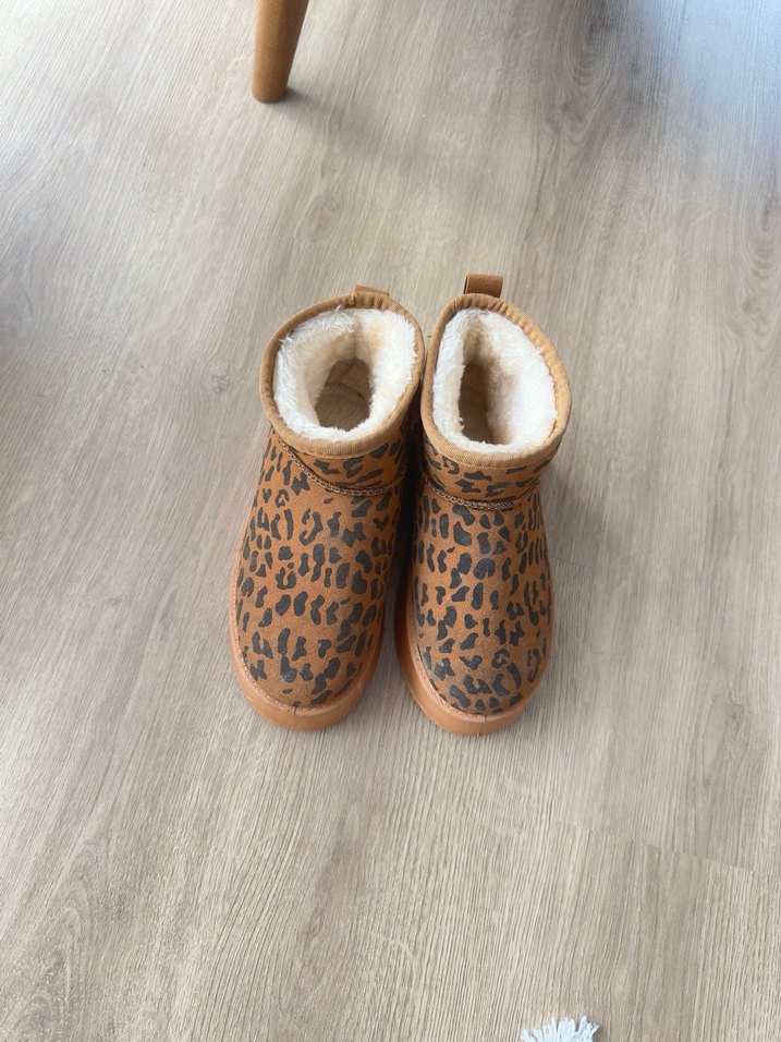 Kürklü Leopar Desenli Kahverengi Süet Kadın Bot - Görsel 3