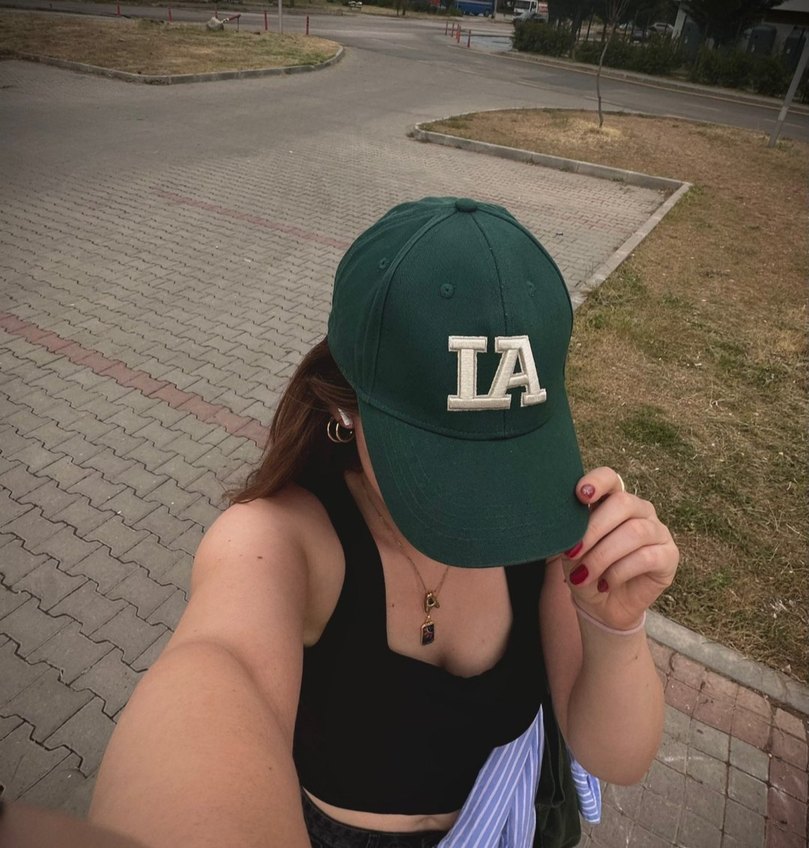 Koyu Yeşil Kadın Spor Şapka IA Nakışlı - Görsel 2