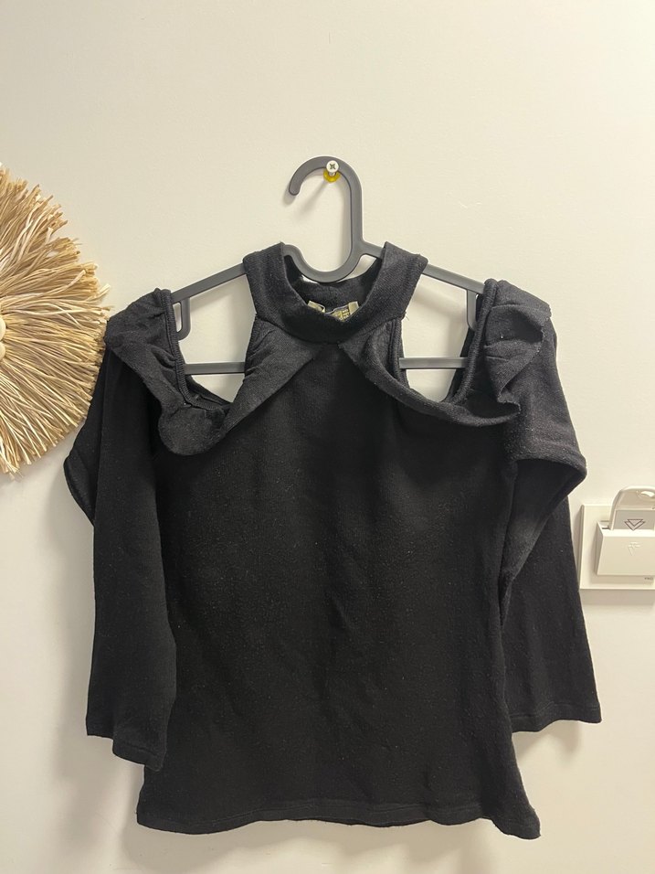 Fırfırlı Siyah Yüksek Yaka Kadın Bluz - Görsel 2