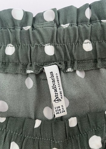 Haki Puantiyeli Bol Kesim Kadın Pantolon - Görsel 6