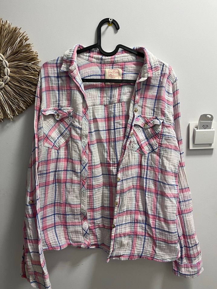 Pembe Ekose Düğmeli Salaş Kadın Gömlek - Görsel 2