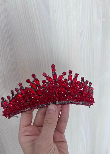 Kırmızı parlak taşlı kına tacı - Görsel 4